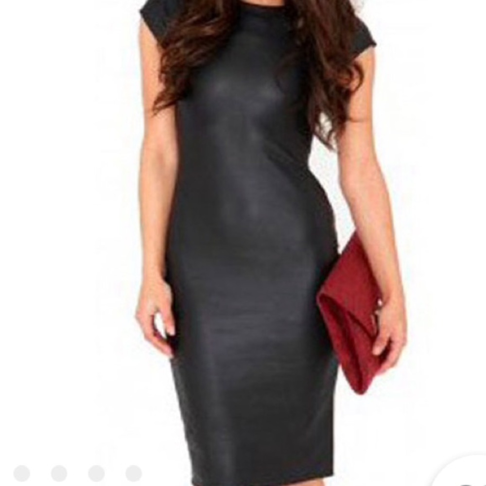 Black Faux Leather Dress - Picture 3 of 4